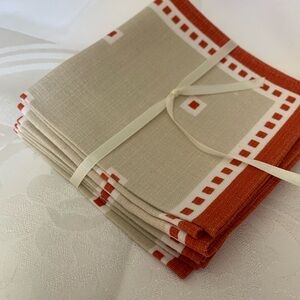 Vintage Rust and Cream Geometric Napkins